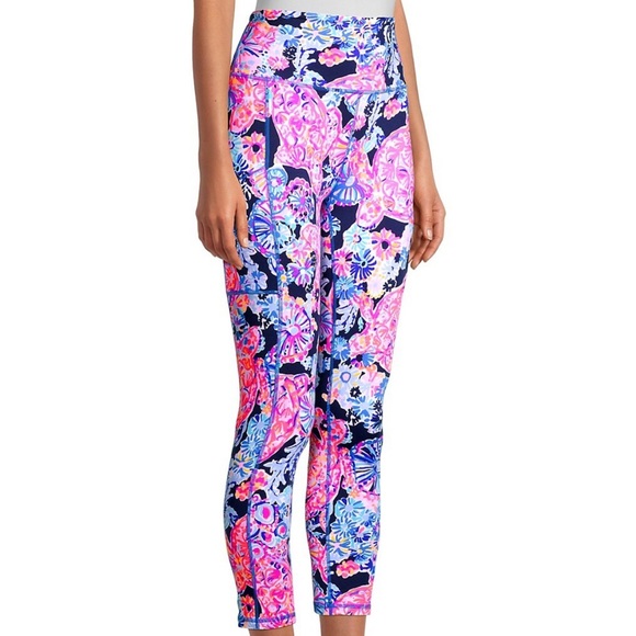 Lilly Pulitzer Leggings Weekender High Rise Midi Navy Turtle Amazement XXS NWT - Picture 2 of 15